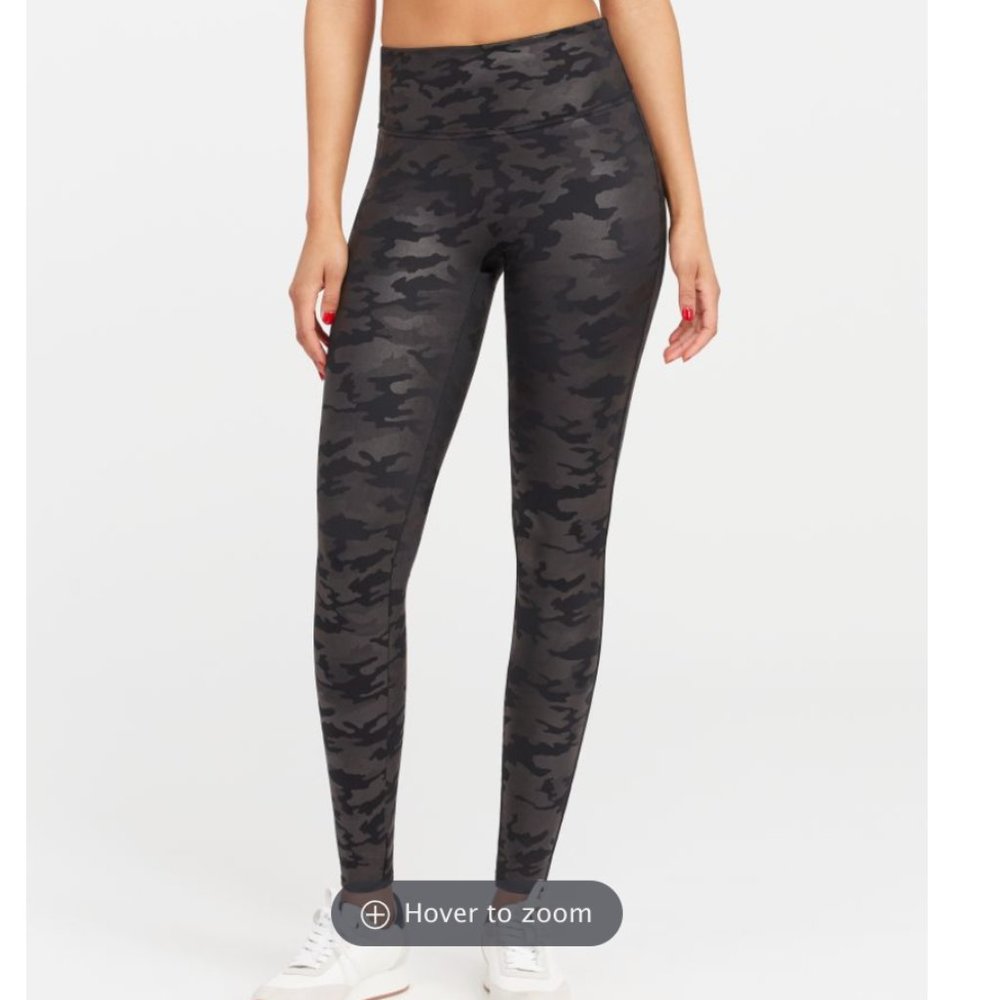 Spanx Faux Leather Camo Leggings - Size Small